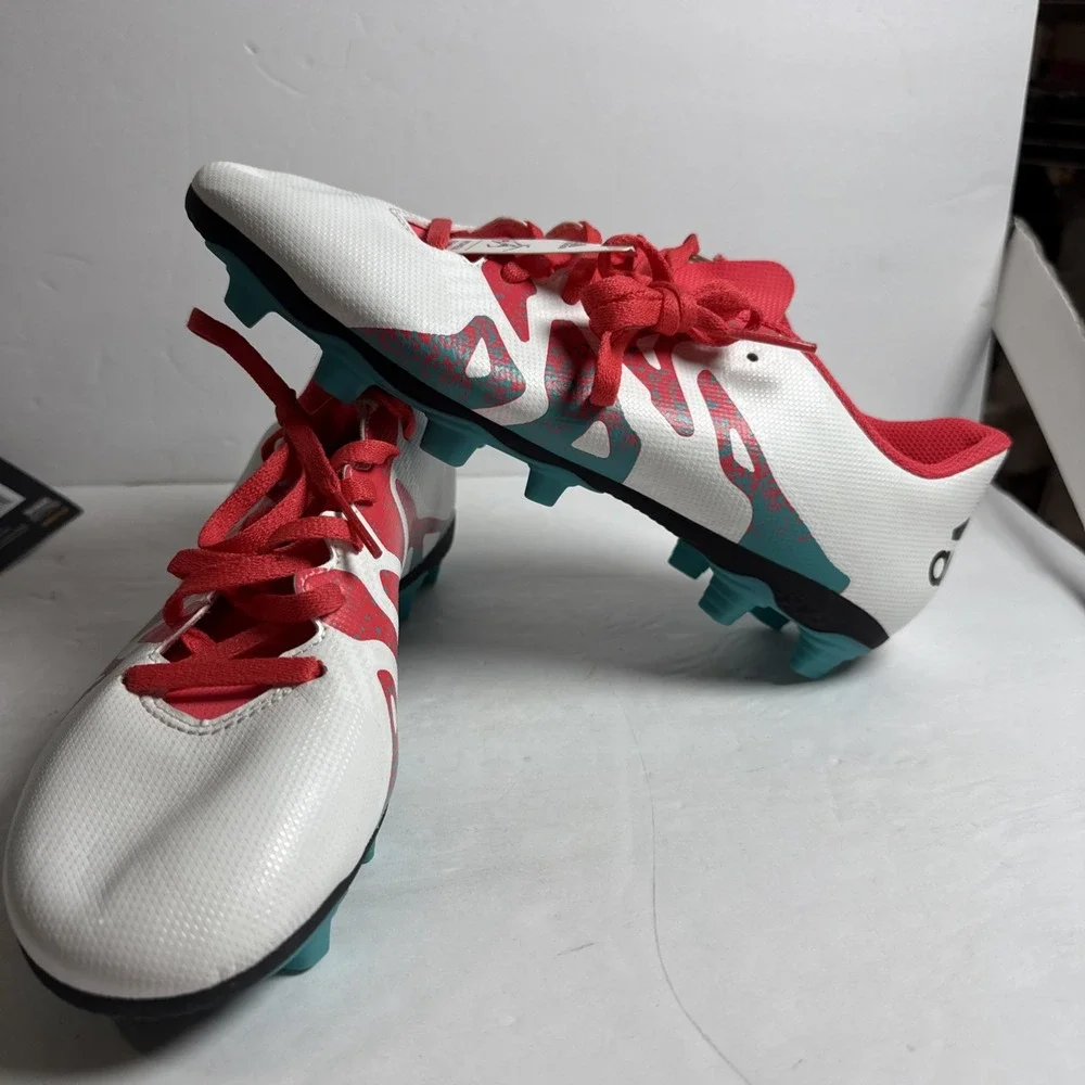 Adidas Soccer X 15.4 Cleats Men Size 8‎ White Neon Sports New Size 8.5